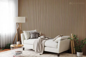Interior Wall And Ceiling Pet And Wood Veneer Veneer Slat Acoustic Panel